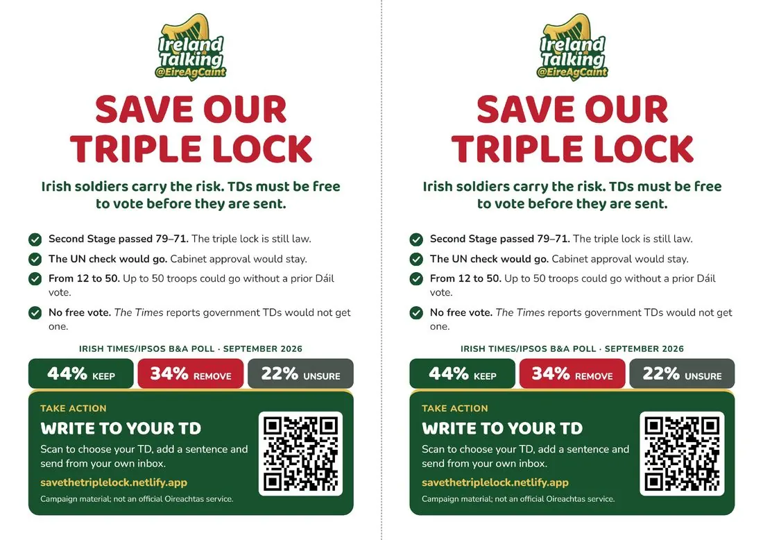 The A4 print sheet: two identical flyers side by side with a dashed cut line between them.
